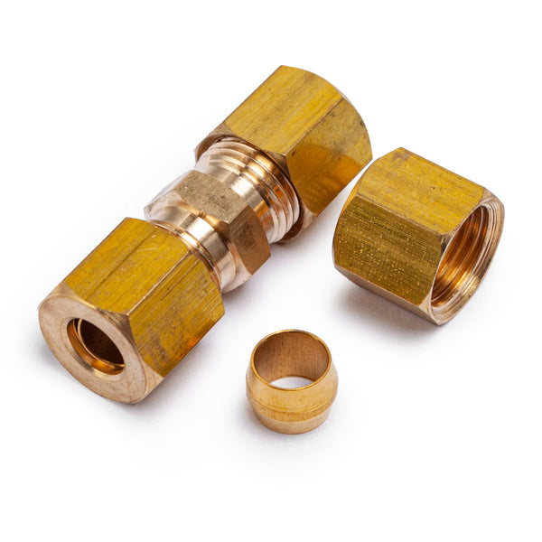 LTWFITTING Value Pack 1/8-Inch OD Brass Compression Union,Sleeve  Ferrule,Nut (Pack of 85)