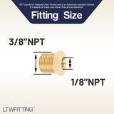 LTWFITTING Brass Pipe Hex Bushing Reducer Fittings 3/8 Inch Male x 1/8 Inch Female NPT Fuel(Pack of 5)