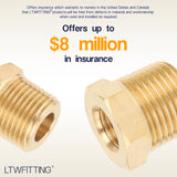 LTWFITTING Brass Pipe Hex Bushing Reducer Fittings 3/8 Inch Male x 1/8 Inch Female NPT Fuel(Pack of 200)