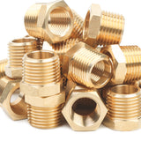 LTWFITTING Brass Pipe Hex Bushing Reducer Fittings 1/2 Inch Male x 3/8 Inch Female NPT(Pack of 50)