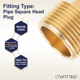 LTWFITTING Brass Pipe Square Head Plug Fittings 3/4 Inch Male NPT Air Fuel Water Boat(Pack of 200)