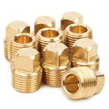 LTWFITTING Brass Pipe Square Head Plug Fittings 3/8 Inch Male NPT Air Fuel Water Boat(Pack of 10)