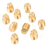 LTWFITTING Brass Pipe Fittings Solid Square Head Plug 1/8 Inch Male NPT Air Fuel Water Boat(Pack of 10)