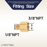 LTWFITTING Brass Pipe 3/8 Inch Female x 1/8 Inch Male NPT Adapter Fuel Gas Air(Pack of 5)