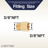 LTWFITTING Brass Pipe 3/8 Inch Female x 3/8 Inch Male NPT Adapter Fuel Gas Air(Pack of 5)