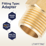 LTWFITTING Brass Pipe 1/2 Inch Female x 1/2 Inch Male NPT Adapter Fuel Gas Air(Pack of 5)