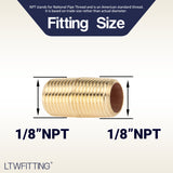 LTWFITTING Brass Pipe Close Nipple Fitting 1/8 Male NPT x Close Air Water(Pack of 10)