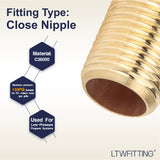 LTWFITTING Brass Pipe Close Nipple Fitting 1/8 Male NPT x Close Air Water(Pack of 10)