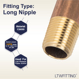 LTWFITTING Brass Pipe 1-1/2 Long Nipple Fitting 1/8 Male NPT Air Water(Pack of 25)