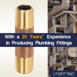 LTWFITTING Brass Pipe 1-1/2 Long Nipple Fitting 1/8 Male NPT Air Water(Pack of 25)