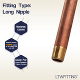 LTWFITTING Assortment Kit Total length (4-1/2" 5" 5-1/2" 6" 10" 12") x 1/8" Male NPT Brass Pipe Long Nipple Set (Pack of 12)