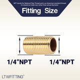 LTWFITTING Brass Pipe Close Nipple Fitting 1/4 Inch Male NPT x Close(Pack of 50)