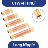 LTWFITTING Assortment Kit Total length (1-1/2" 2" 2-1/2" 3" 3-1/2") x 1/4" Male NPT Brass Pipe Long Nipple Set (Pack of 25)