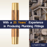 LTWFITTING Brass Pipe 4-1/2 Long Nipples Fitting 1/2 Male NPT Air Water(Pack of 10)