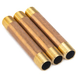 LTWFITTING Brass Pipe 5 Inch Long Nipples Fitting 1/2 Inch Male NPT Air Water(Pack of 3)