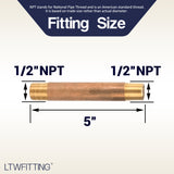 LTWFITTING Brass Pipe 5 Inch Long Nipples Fitting 1/2 Inch Male NPT Air Water(Pack of 3)