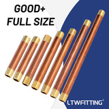 LTWFITTING Assortment Kit Total length (5" 5-1/2" 6" 7" 8" 10" 12") x 1/2" Male NPT Brass Pipe Long Nipple Set (Pack of 7)