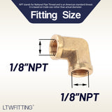 LTWFITTING Brass Pipe Fitting Female 90 Deg 1/8-Inch NPT Elbow Fuel Air(Pack of 25)