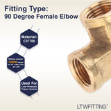 LTWFITTING Brass Pipe Fitting Female 90 Deg 1/8-Inch NPT Elbow Fuel Air(Pack of 25)