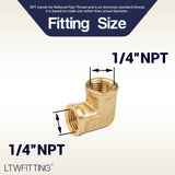 LTWFITTING Brass Pipe Fitting Female 90 Deg 1/4-Inch NPT Elbow Fuel Air(Pack of 150)