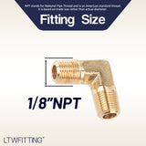 LTWFITTING Brass Pipe Male 90 Deg Elbow Fitting 1/8-Inch NPT Water Fuel(Pack of 5)