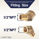 LTWFITTING Brass Pipe 45 Deg 1/2 Inch NPT Street Elbow Forged Fitting Fuel Air Boat(Pack of 2)