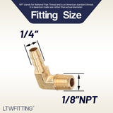 LTWFITTING 90 Degree Elbow Brass Barb Fitting 1/4 ID Hose x 1/8-Inch Male NPT Air(Pack of 50)