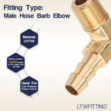 LTWFITTING 90 Degree Elbow Brass Barb Fitting 1/4 ID Hose x 1/8-Inch Male NPT Air(Pack of 25)