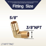 LTWFITTING 90 Degree Elbow Brass Barb Fitting 5/8¡± ID Hose x 3/8-Inch Male NPT Fuel Boat Water(Pack of 5)