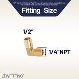 LTWFITTING 90 Degree Elbow Brass Barb Fitting 1/2 ID Hose x 1/4-Inch Male NPT Fuel Boat Water(Pack of 5)