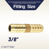 LTWFITTING Brass Barb Splicer Mender 3/8-Inch ID Hose Fitting Air Water Fuel Boat(Pack of 5)