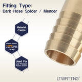 LTWFITTING Brass Barb Splicer Mender 3/4-Inch ID Hose Fitting Air Boat Fuel Hose Joiner(Pack of 25)