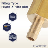 LTWFITTING Brass Fitting Coupler 3/8-Inch Hose ID x 1/2-Inch Female NPT Fuel Water Gas(Pack of 30)