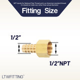 LTWFITTING Brass Fitting Coupler 1/2-Inch Hose Barb x 1/2-Inch Female NPT Fuel Water Boat(Pack of 30)