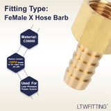 LTWFITTING Brass Fitting Coupler 1/2-Inch Hose Barb x 1/2-Inch Female NPT Fuel Water Boat(Pack of 30)