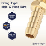 LTWFITTING 3/8-Inch Hose Barb x 1/4-Inch Male NPT Brass Coupler/Connector Fitting Fuel Gas(Pack of 5)