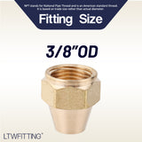 LTWFITTING Brass 3/8 Inch OD Short SAE 45 Deg Flare Nut ,Brass Flare Tube Fitting(Pack of 10)