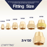 LTWFITTING Assortment Kit Tube OD 3/16" 1/4" 5/16" 3/8" 1/2" 5/8" 3/4" Brass Short 45 Degree Flare Nut Set (Pack of 52)