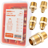 LTWFITTING Assortment Kit Tube OD (1/4" 5/16" 3/8" 1/2" 3/4") x 1/2" Male NPT Brass Flare Connector Set (Pack of 22)