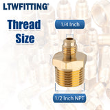 LTWFITTING Assortment Kit Tube OD (1/4" 5/16" 3/8" 1/2" 3/4") x 1/2" Male NPT Brass Flare Connector Set (Pack of 22)