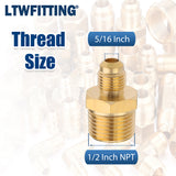 LTWFITTING Assortment Kit Tube OD (1/4" 5/16" 3/8" 1/2" 3/4") x 1/2" Male NPT Brass Flare Connector Set (Pack of 22)