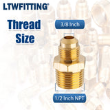 LTWFITTING Assortment Kit Tube OD (1/4" 5/16" 3/8" 1/2" 3/4") x 1/2" Male NPT Brass Flare Connector Set (Pack of 22)