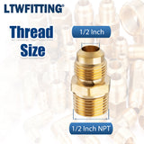 LTWFITTING Assortment Kit Tube OD (1/4" 5/16" 3/8" 1/2" 3/4") x 1/2" Male NPT Brass Flare Connector Set (Pack of 22)