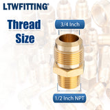 LTWFITTING Assortment Kit Tube OD (1/4" 5/16" 3/8" 1/2" 3/4") x 1/2" Male NPT Brass Flare Connector Set (Pack of 22)