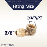 LTWFITTING Brass 3/8 Inch OD x 1/4 Inch Female NPT 45 Deg Flare 90 Degree Flare Elbow Tube Fitting(Pack of 20)