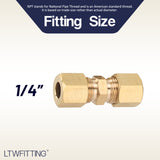 LTWFITTING 1/4-Inch OD Compression Union,Brass Compression Fitting(Pack of 30)