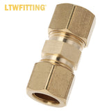 LTWFITTING Assortment Kit Tube OD 3/8" 7/16" 1/2" 5/8" Brass Compression Union Set (Pack of 25)