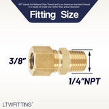 LTWFITTING Brass 3/8 OD x 1/4 Male NPT Compression Connector Fitting(Pack of 300)