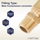 LTWFITTING Brass 3/8-Inch OD x 1/4-Inch Male NPT Compression Connector Fitting(Pack of 25)