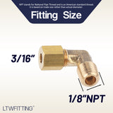 LTWFITTING 3/16-Inch OD x 1/8-Inch Male NPT 90 Degree Compression Elbow,Brass Compression Fitting (Pack of 30)